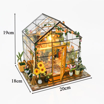 Sunshine Flower House Diorama: DIY Miniature Greenhouse Book Nook Kit