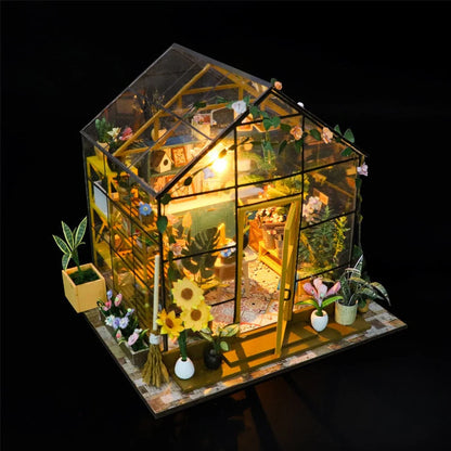 Sunshine Flower House Diorama: DIY Miniature Greenhouse Book Nook Kit