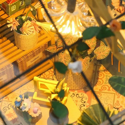 Sunshine Flower House Diorama: DIY Miniature Greenhouse Book Nook Kit
