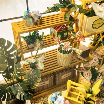 Sunshine Flower House Diorama: DIY Miniature Greenhouse Book Nook Kit