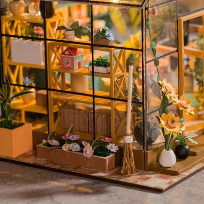 Sunshine Flower House Diorama: DIY Miniature Greenhouse Book Nook Kit