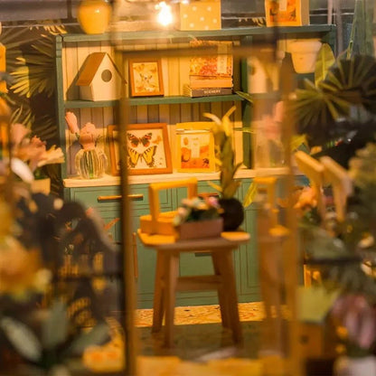 Sunshine Flower House Diorama: DIY Miniature Greenhouse Book Nook Kit